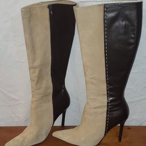Colin Stuart knee high, 2 toned, stiletto boots